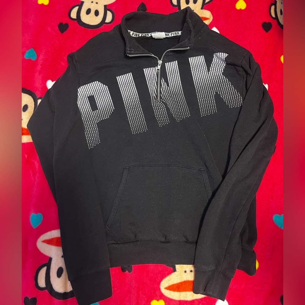 PINK Victoria's Secret Black Zip-Up Sweater